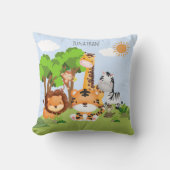 Lindo Animales de la Selva Acuarela Niños クッション (正面)