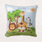 Lindo Animales de la Selva Acuarela Niños クッション