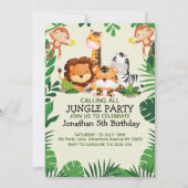 Lindo Animales de la Selva Acuarela Niños 招待状 (正面)
