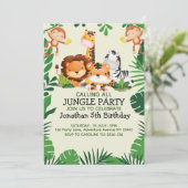 Lindo Animales de la Selva Acuarela Niños 招待状 (スタンド正面)