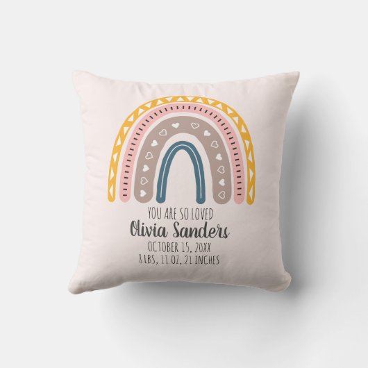 Lindo Arcoiris Boho Acuarela Multicolor  クッション (裏面)