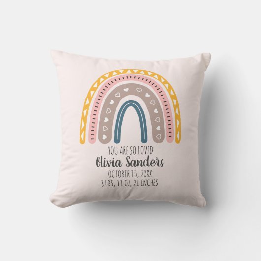 Lindo Arcoiris Boho Acuarela Multicolor  クッション (正面)