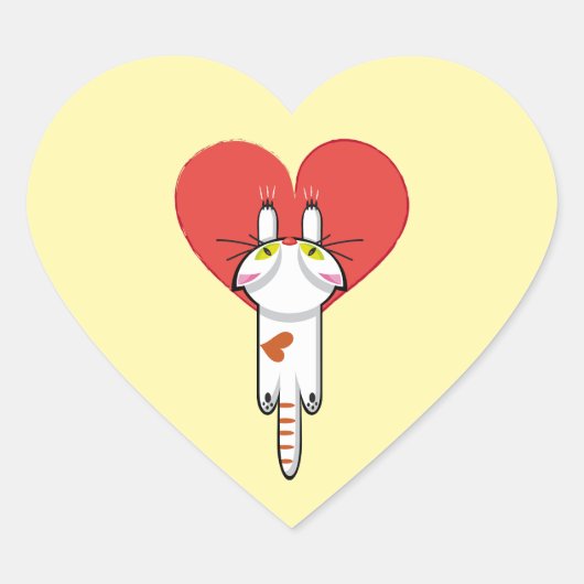 Lindo gatito aferrado al amor. Gato, cat, kitten ハートシール (正面)