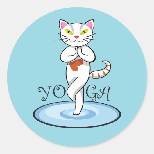 Lindo gato yoga ラウンドシール (正面)