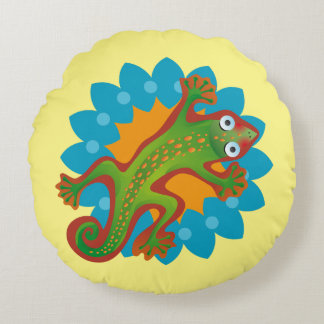 Lindo lagarto verde ラウンドクッション