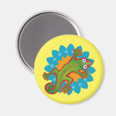 Lindo lagarto verde sobre flor, lizard マグネット (正面/裏面)