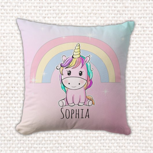 Lindo Unicornio Acuarela Multicolor  クッション