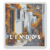Lindos, Rhodes :ギリシャヴィンテージ建築 シール (正面)