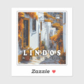 Lindos, Rhodes :ギリシャヴィンテージ建築 シール (シート)