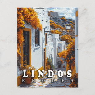 Lindos, Rhodes ：ギリシャヴィンテージ建築 ポストカード