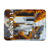 Lindos, Rhodes ：ギリシャヴィンテージ建築 マグネット (横)