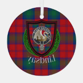 Lindsay Scottish Clan Tartan & Crest ガラスオーナメント (裏面)