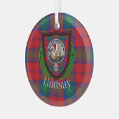 Lindsay Scottish Clan Tartan & Crest ガラスオーナメント (正面左)