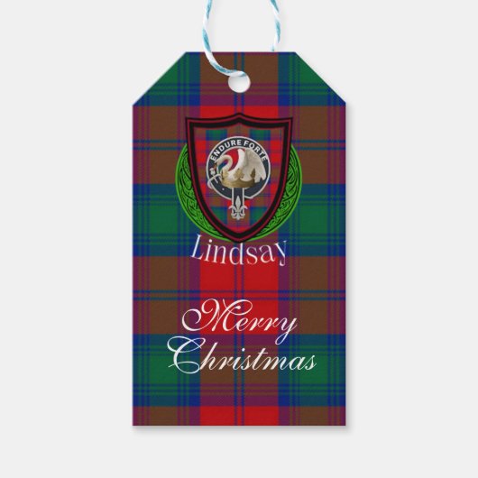 Lindsay Scottish Clan Tartan & Crest ギフトタグ (正面)