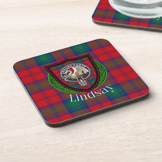 Lindsay Scottish Clan Tartan & Crest コースター (左側)