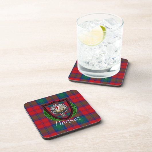 Lindsay Scottish Clan Tartan & Crest コースター (右側)