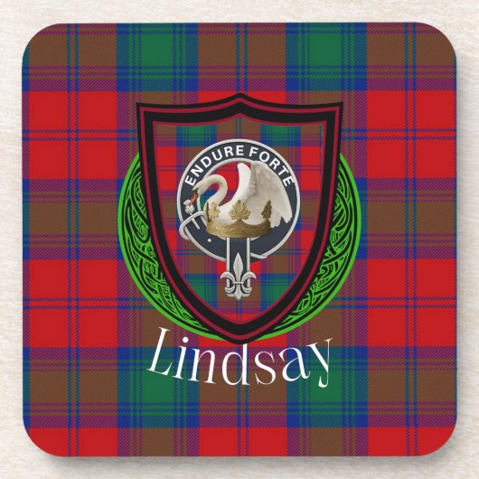 Lindsay Scottish Clan Tartan & Crest コースター (正面)