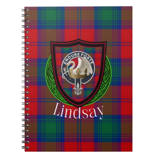 Lindsay Scottish Clan Tartan & Crest ノートブック (正面)