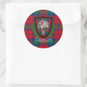 Lindsay Scottish Clan Tartan & Crest ラウンドシール (バッグ)
