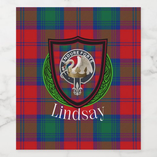 Lindsay Scottish Clan Tartan & Crest ワインラベル (シングルラベル)