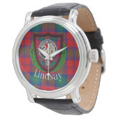 Lindsay Scottish Clan Tartan & Crest 腕時計 (アングル)