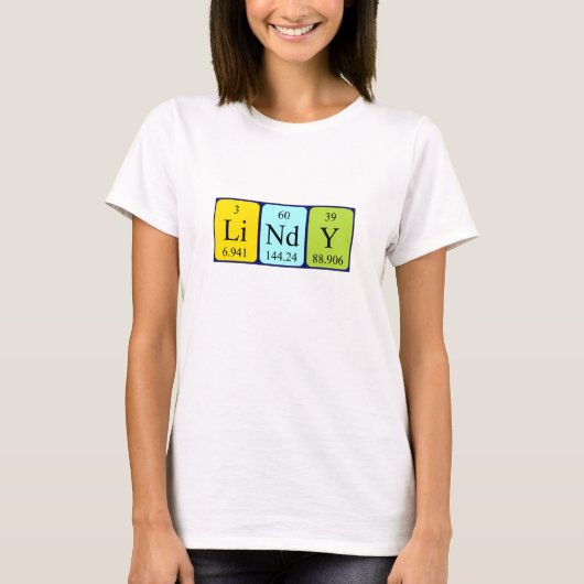 Lindy定期テーブル名のシャツ Tシャツ (正面)