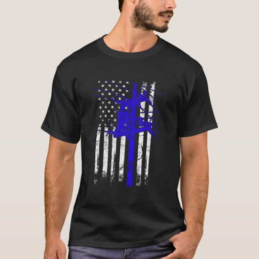Line American Flag Electric Cable For Patriotic Li Tシャツ (正面)