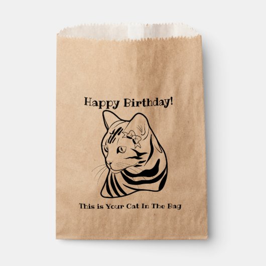 LIne Art おもしろい Cat 2インバッグパーソナライズされた フェイバーバッグ (正面)