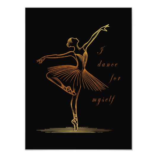 Line Art エレガント Of Ballerina - I Dance For Self フォトプリント (正面)