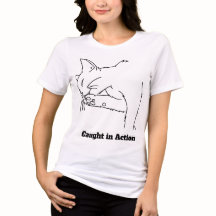 Line Art Cat T-Shirt | Cute White Cat with Paw & L