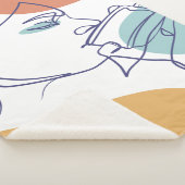 line art drawing poster of woman drinking coffee   シェルパブランケット (3/4)