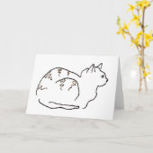 Line Art Drawing Striped Cat Greeting Card カード (黄色い花)