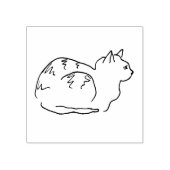 Line Art Drawing Striped Cat Wood Art Stamp ラバースタンプ (インプリント)