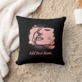 Line art Face Throw Pillow クッション (ブランケット)