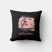 Line art Face Throw Pillow クッション (正面)