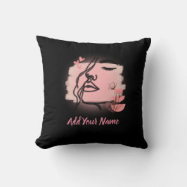 Line art Face Throw Pillow クッション