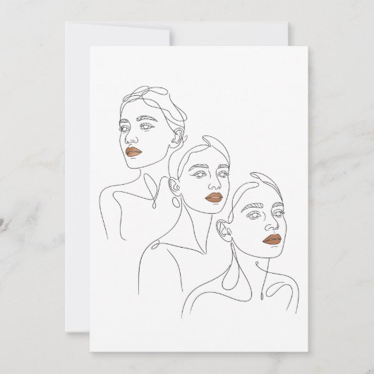 Line Art Female Trio 招待状 (正面)