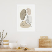 Line Art Figure Print Single Contour Drawing ポスター (キッチン)