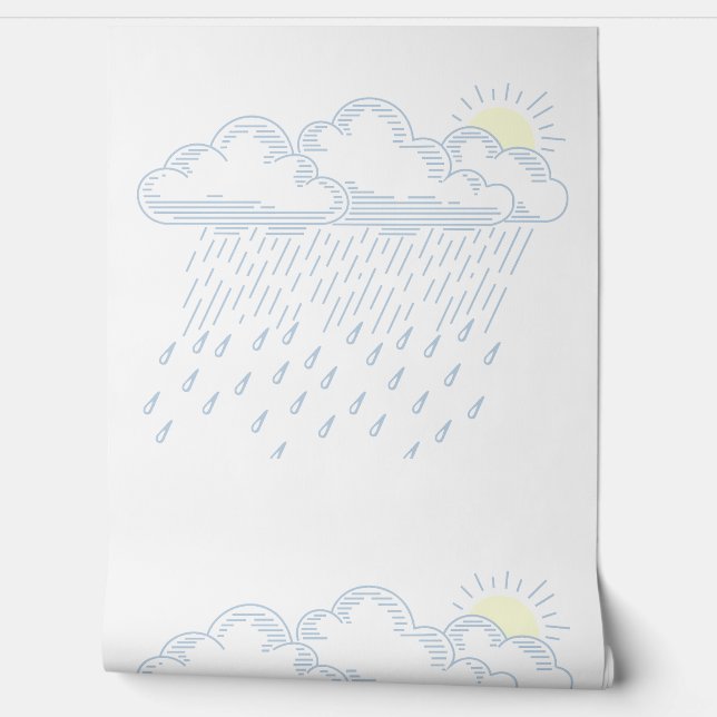 Line Art Illustration of Rain and Sunshine 壁紙 (ほどく)