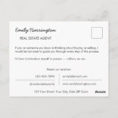 Line Art Introduction Neutral Real Estate Agent ポストカード (裏面)