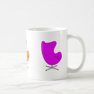 Line art of Egg-chair - 32色 – 3枚 コーヒーマグカップ