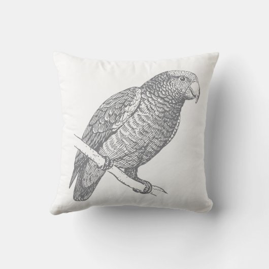 Line Art of Parrot (Gray) Fine Art クッション (裏面)
