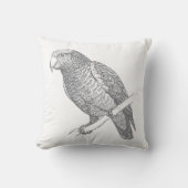 Line Art of Parrot (Gray) Fine Art クッション (正面)