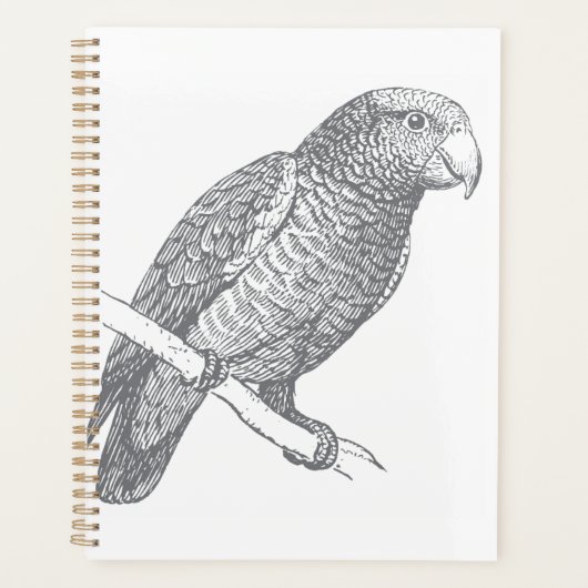 Line Art of Parrot (Gray) Fine Art プランナー手帳 (正面)
