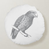Line Art of Parrot (Gray) Fine Art ラウンドクッション (裏面)