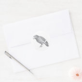 Line Art of Parrot (Gray) Fine Art ラウンドシール (封筒)