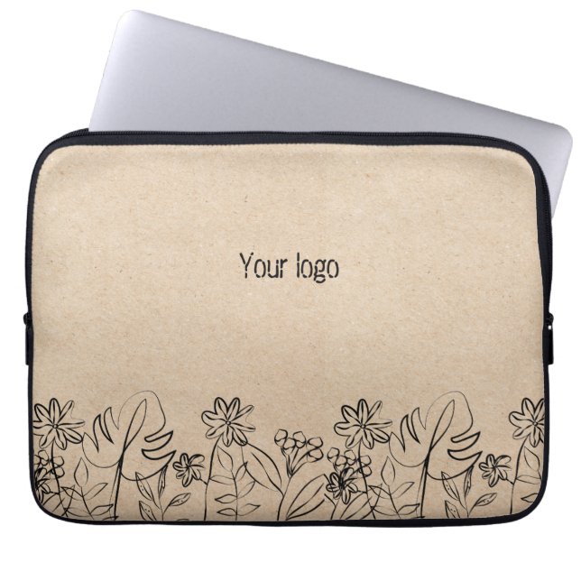  Line Art on Kraft Paper  ラップトップスリーブ (正面)