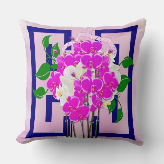 Line Art-Orchid Art Print クッション (正面)