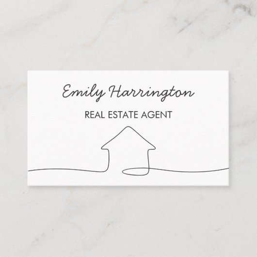 Line Art QR Code Neutral Real Estate Agent 名刺 (正面)