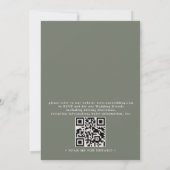 Line Art Rustic Barn Sage Green QR Code Wedding 招待状 (裏面)